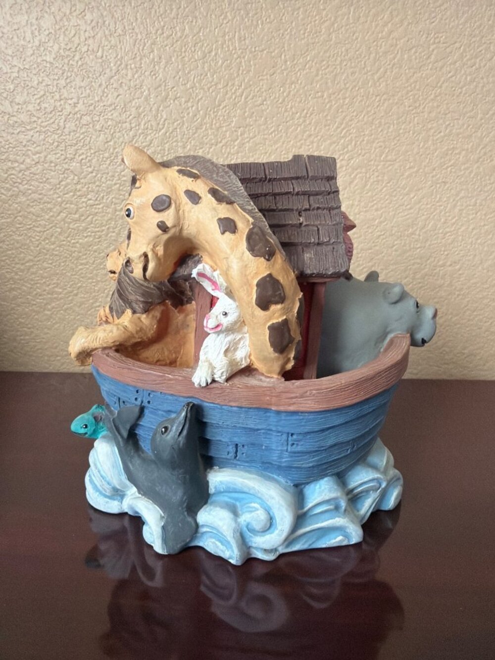 Vintage 1993 Figi Graphics Noah's Ark Resin Piggy Bank Nursery Decor
